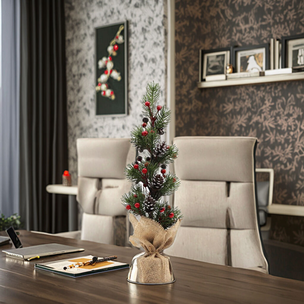 Hot Selling New 13*13*45cm PE Pine Cone Christmas Table Top Tree for Home Interior Decoration Family Desktop Ornaments-Factory manufacture