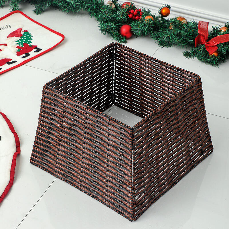 Wholesale Woven Rattan Christmas Tree Decoration Elegant Fence Xmas Tree Skirt Christmas Tree Ornament Base details