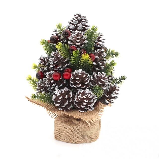 New Arrival Popular Mini 14*14*20 PE Christmas Table Top Tree Decorations Pine Cone Red Berry for Xmas Christmas Decorations supplier