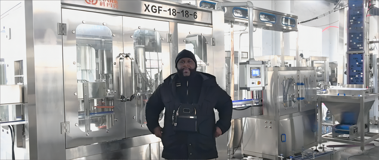 Guinea customer inspect  factory for 6000BPH bottled water production line