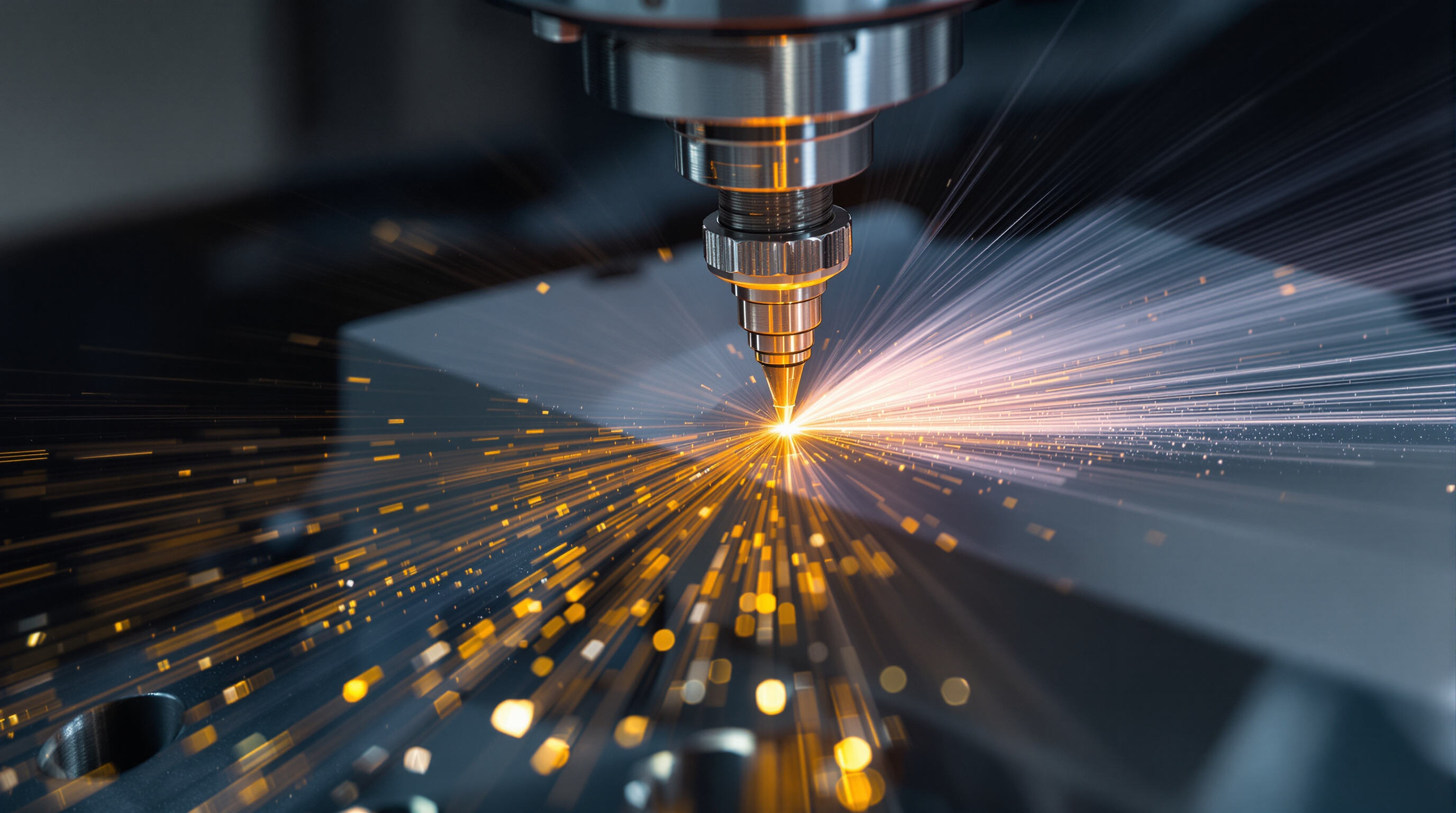 CNC cutting tool machining a heated nickel superalloy workpiece with visible heat effects and coolant mist