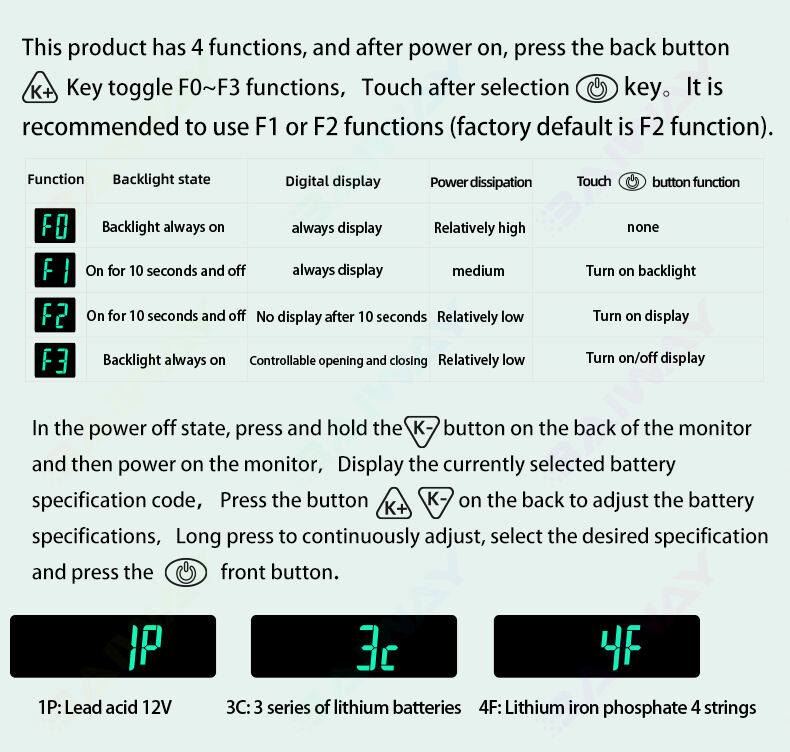 Battery 12V LCD Capacity Tester meter details