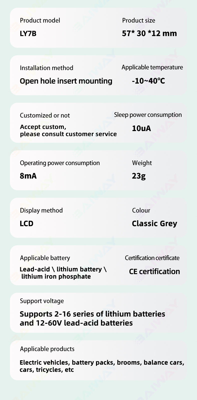 Battery 12V LCD Capacity Tester meter factory