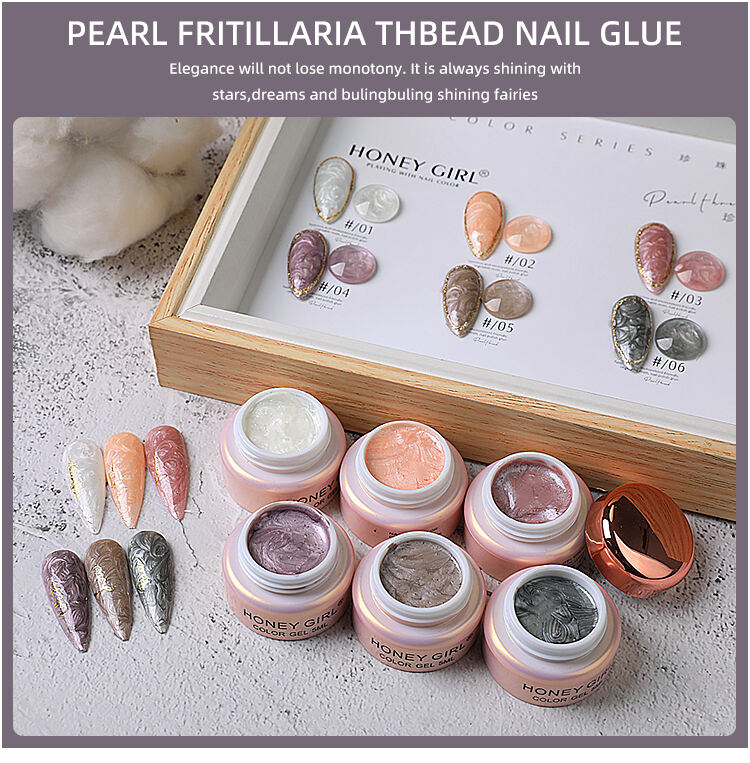 12 Colors Embossed DIY Art Painting gel Opal Screw New Thread Shell Pearl Gel Varnish Semi Permanent Nail Paint Gel factory