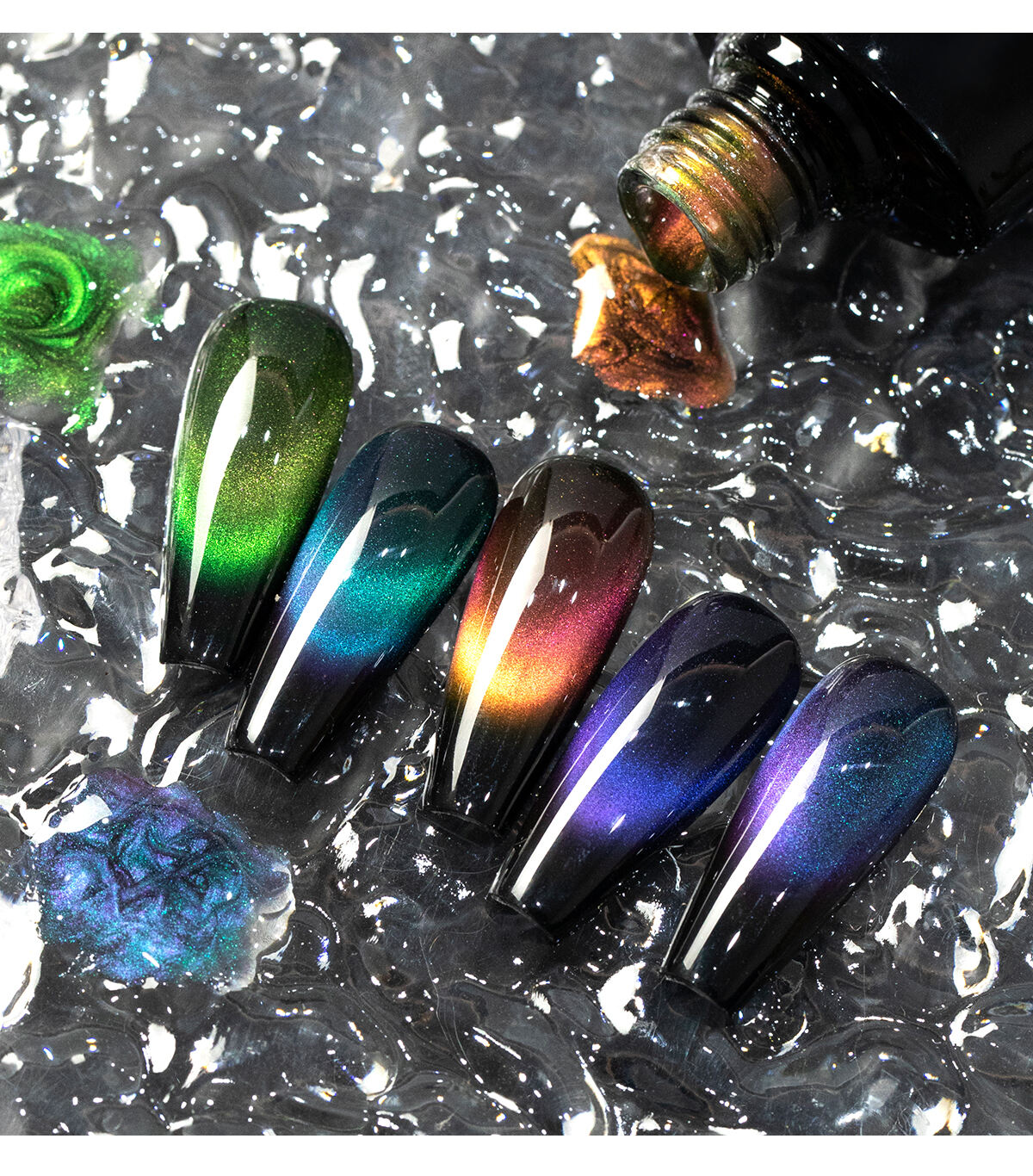 Glitter double light Cat Eye Gel Polish Magnet 9D Holographic Cat Eye Nail Gel Nail Art Magnetic UV Gel Polish manufacture