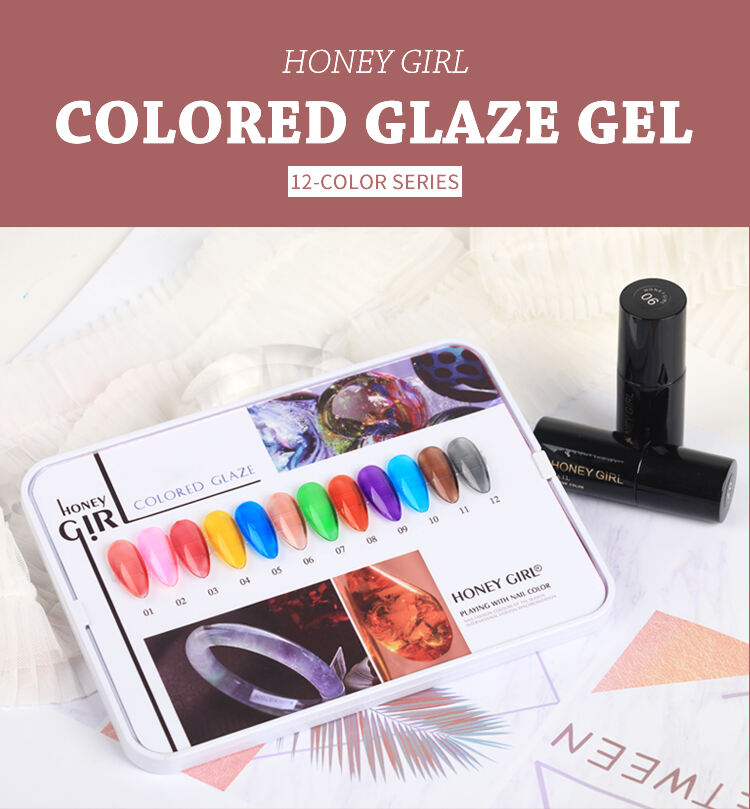 Wholesale Factory Uv Led Nail Gel Transparent Glass New Product 12 Colors 12ml Bottle Glaze Gel details