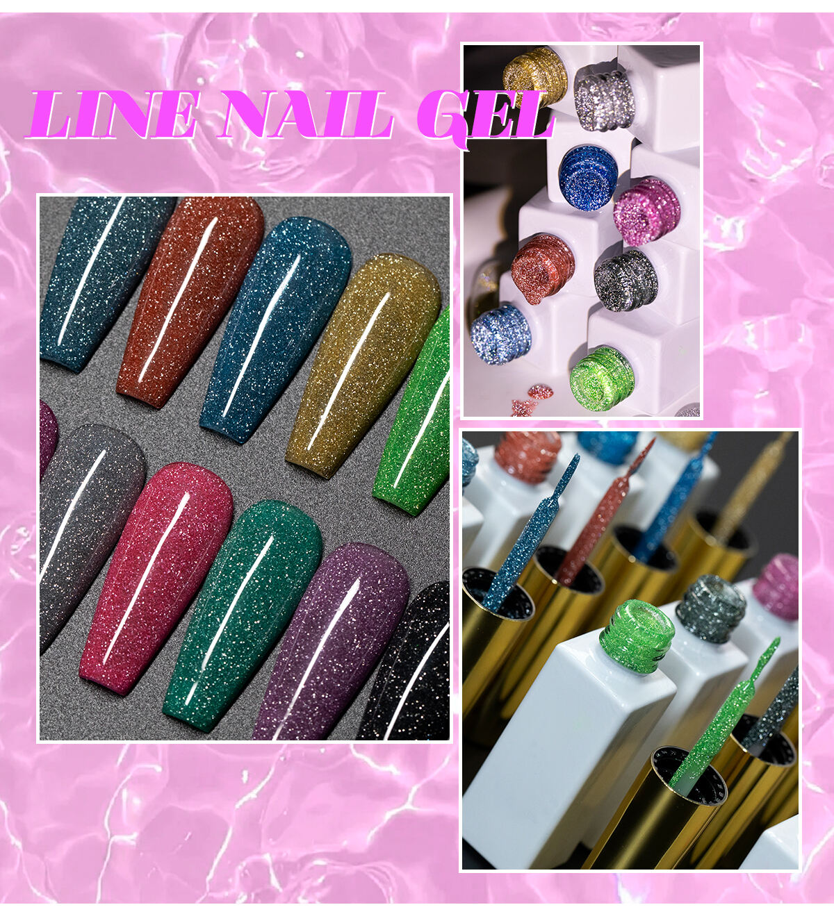 OEM private label nail art uv gel 12 colors set platinum reflective pastel neon colors liner gel painting gel art liner details