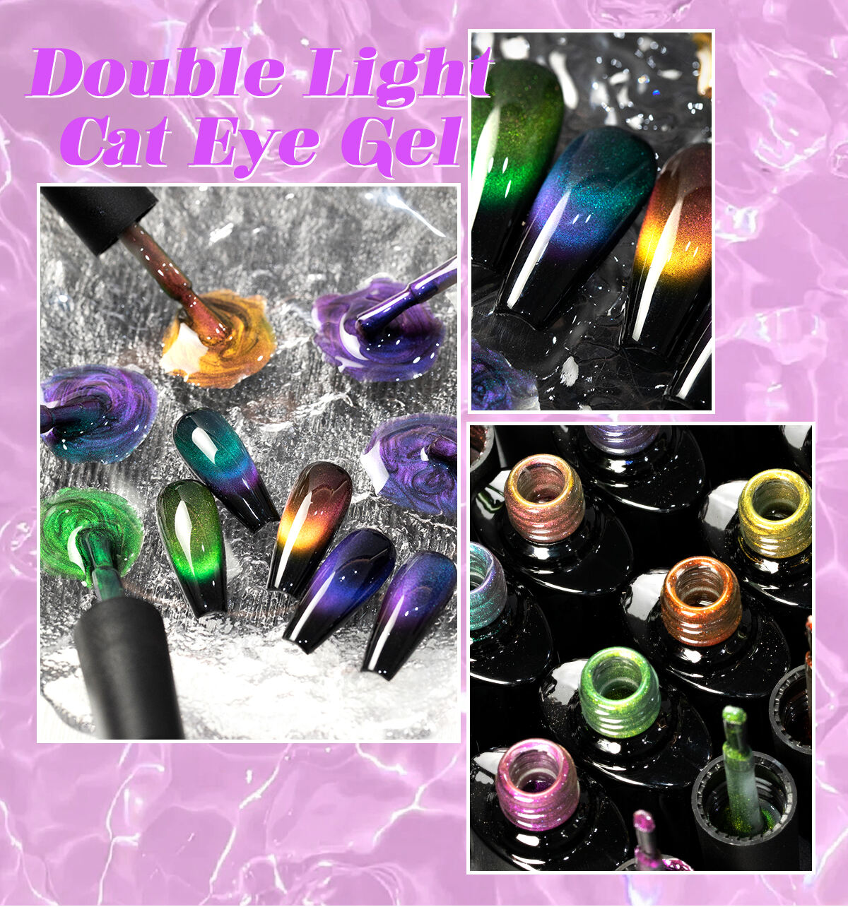 Glitter double light Cat Eye Gel Polish Magnet 9D Holographic Cat Eye Nail Gel Nail Art Magnetic UV Gel Polish details