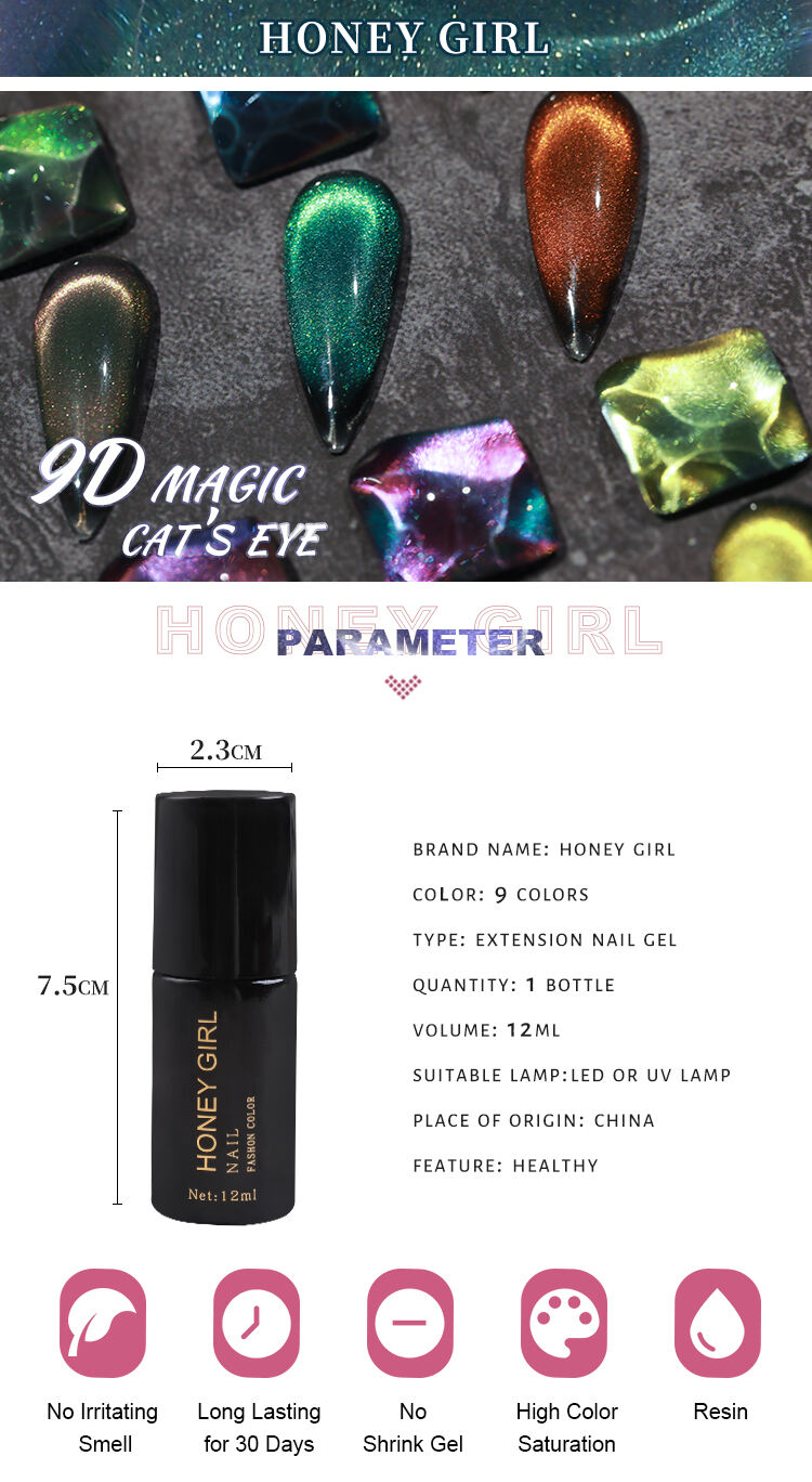 OEM Bottle Private Label 9D Magic Long Lasting Crystal Magnetic Cat Eye UV Gel Polish details