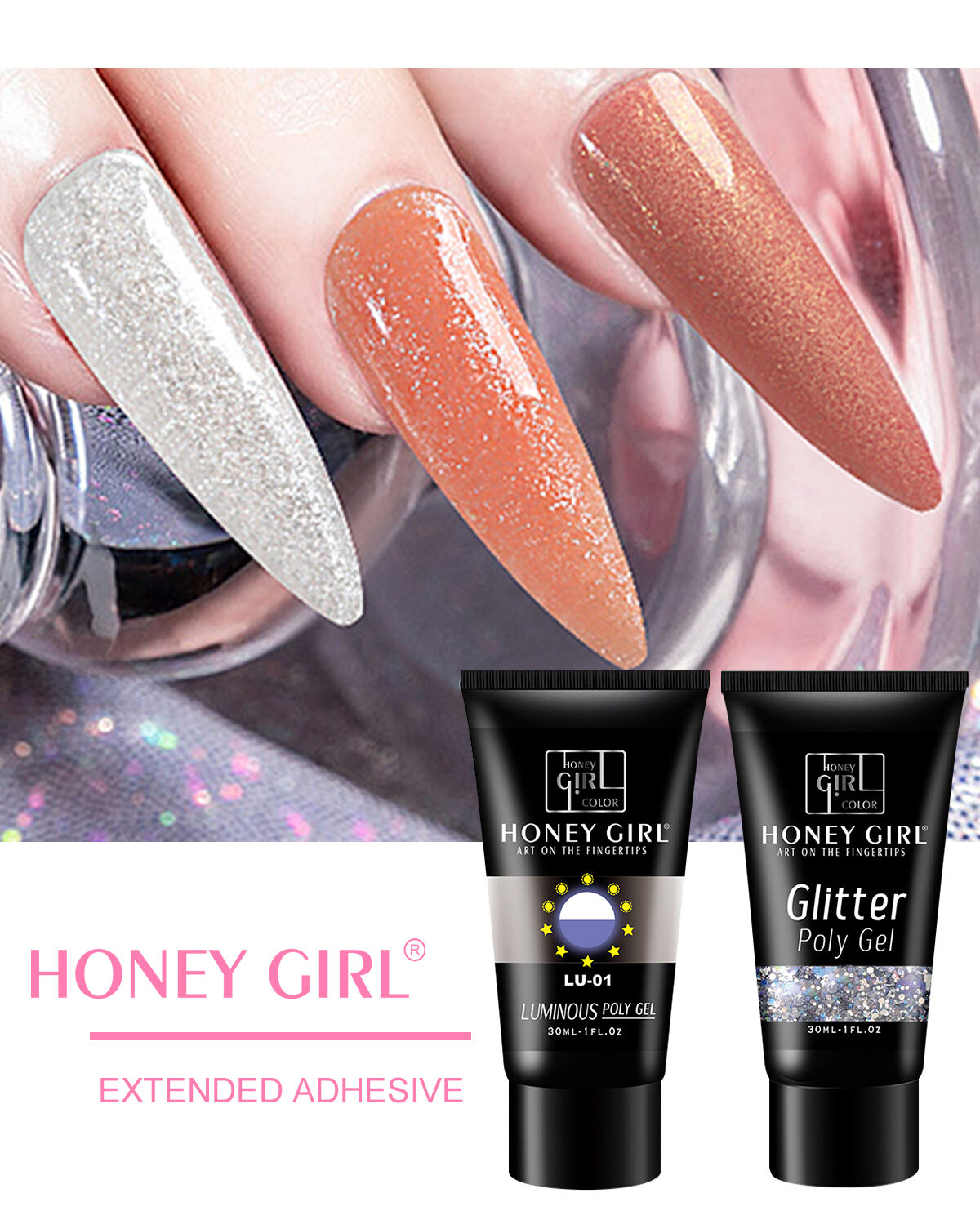 HONEY GIRL Label OEM Poly Nail Gel Kit Mix Poly Gel Set Nail Lamp with Nail Art Tools Professional Kit supplier