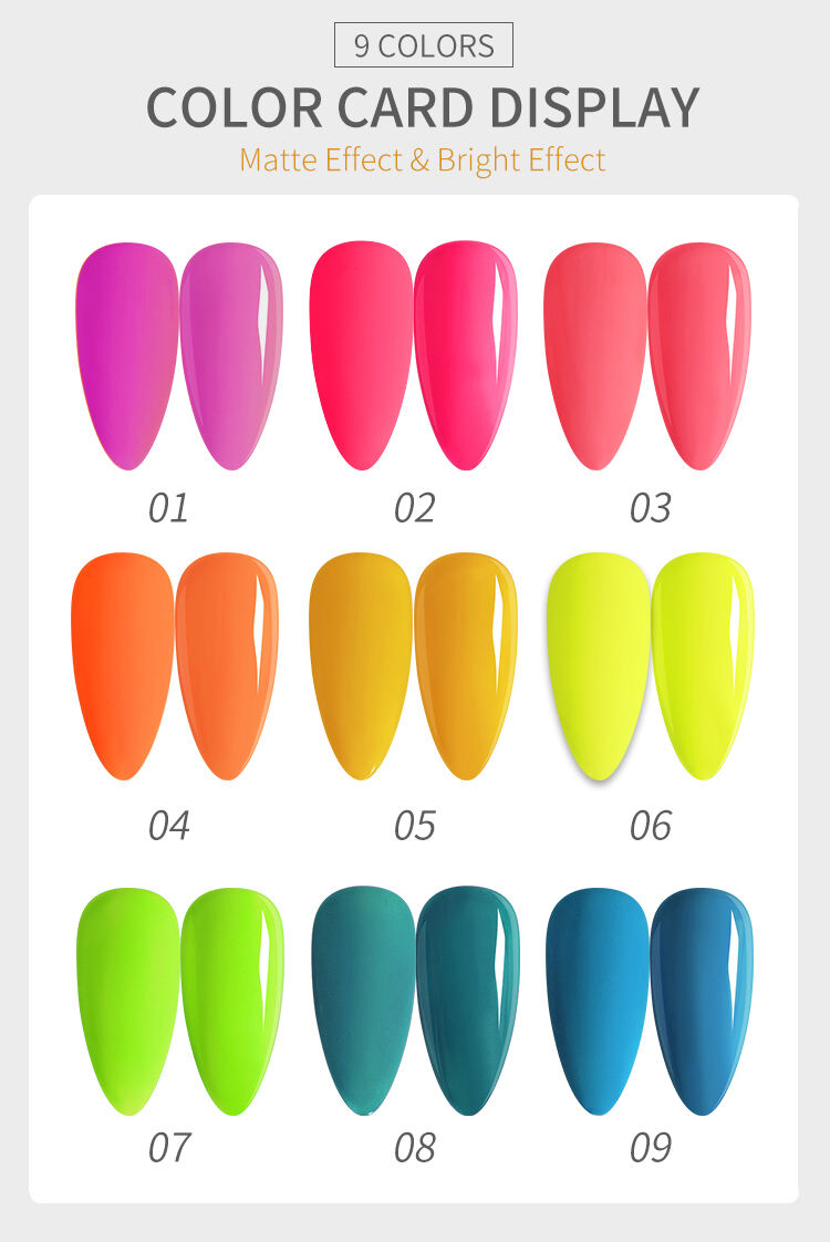 Wholesale Fluorescent 9 Colors Gel Nail Polish 15ml Ibabad Uv/led Gel Polish Detalye ng supply ng Nail Art