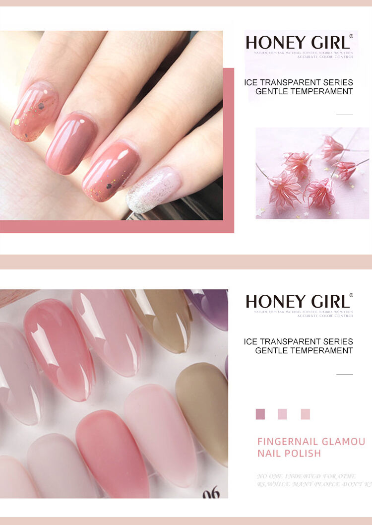 HONEY GIRL New Arrival Transparent Color Nude Pink15ml Translucent Gel Soak Off UV LED Gel Nail Polish details