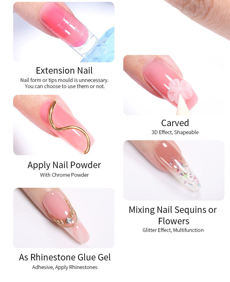 Custom Logo Aurora Color Solid Non Sticky Hand Extension Hard Gel Nail Build for Nails details