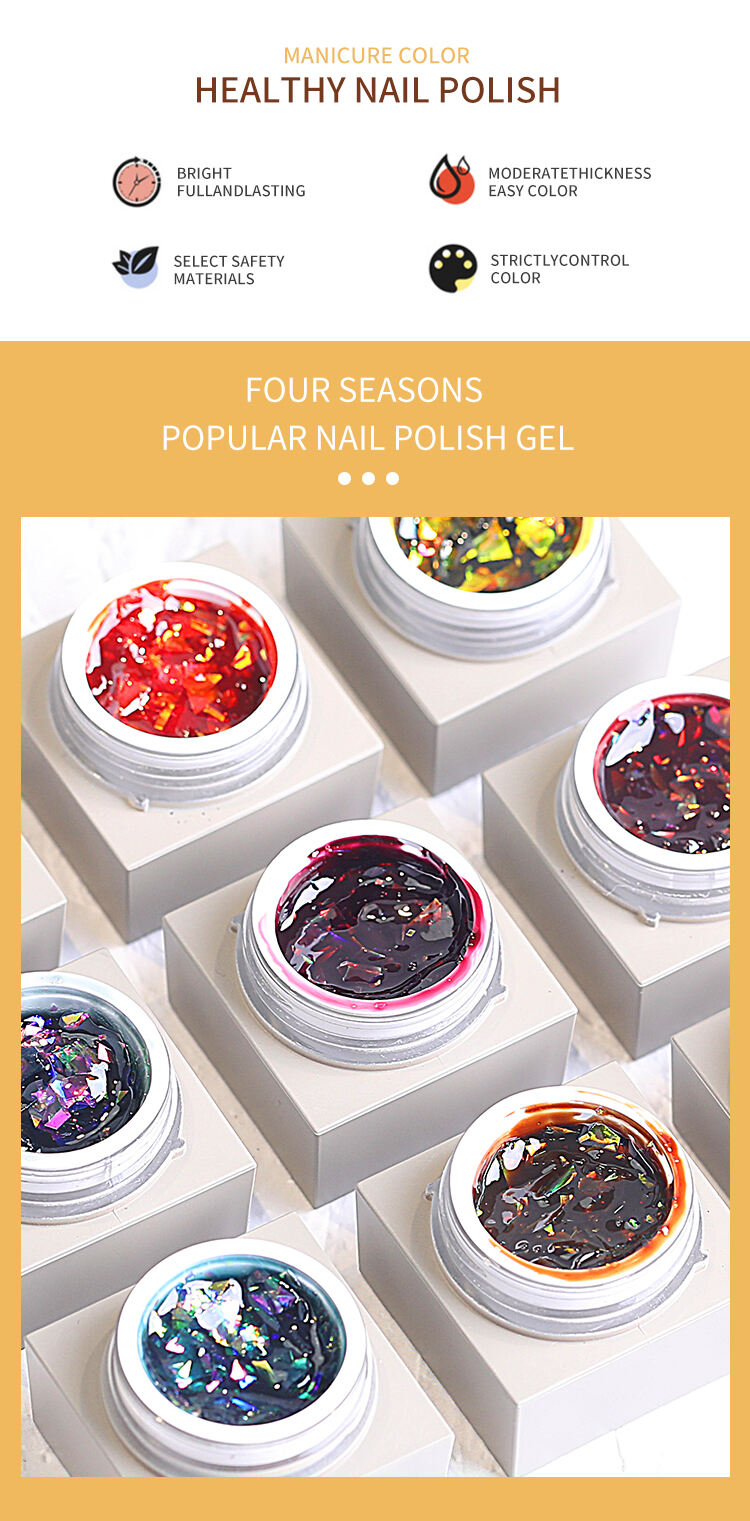 HONEY GIRL OEM Translucent Glass Gel Polish Aurora Amber Sequin Glitter Nail Polish supplier