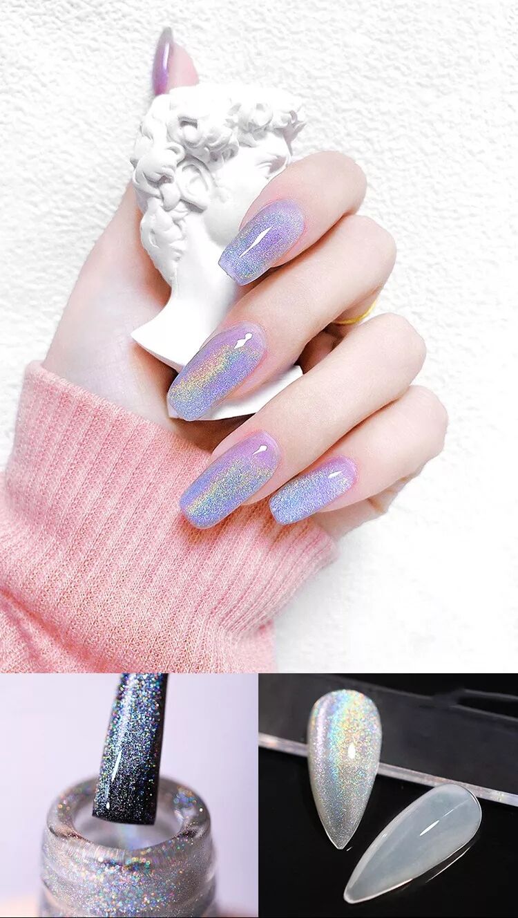 Cat Eye Gel Nail Polish Magnetic Cat Eye Gel Polish Set Rainbow Holographic Magic Effect Soak off Nail Art details