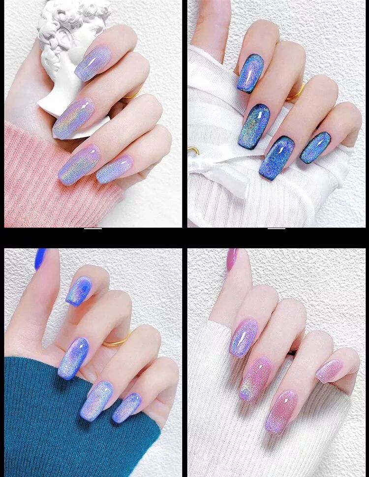 Cat Eye Gel Nail Polish Magnetic Cat Eye Gel Polish Set Rainbow Holographic Magic Effect Soak off Nail Art details