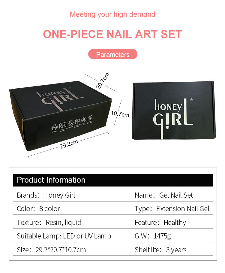 HONEY GIRL Private Label Long Lasting Mix Poly Gel Set 36W Nail UV Lamp Nail Gel Polish With Nail Art Tools Kit Cheap supplier