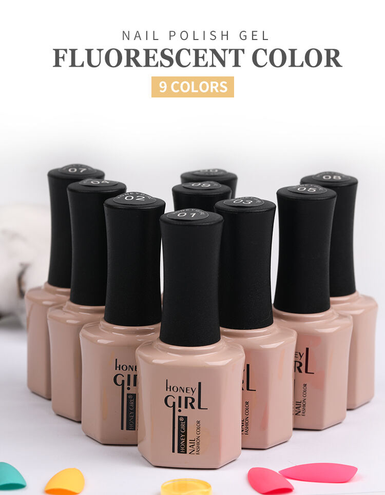 Wholesale Fluorescent 9 Colors Gel Nail Polish 15ml Ibabad Uv/led Gel Polish Detalye ng supply ng Nail Art