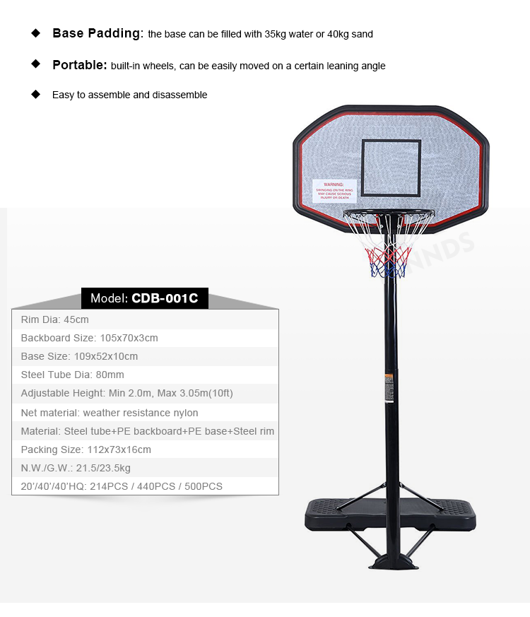 product iunnds hot selling 10ft basketball stand with base portable adjustable basketball hoop system-5