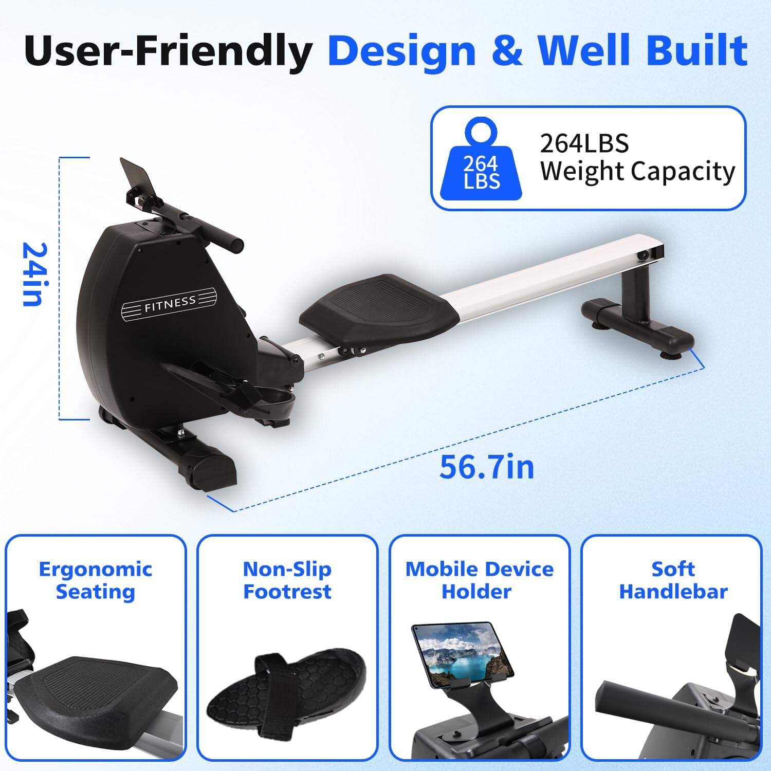 product iunnds high quality indoor seated rowing machine smooth and stable wind for low impact exercise-6