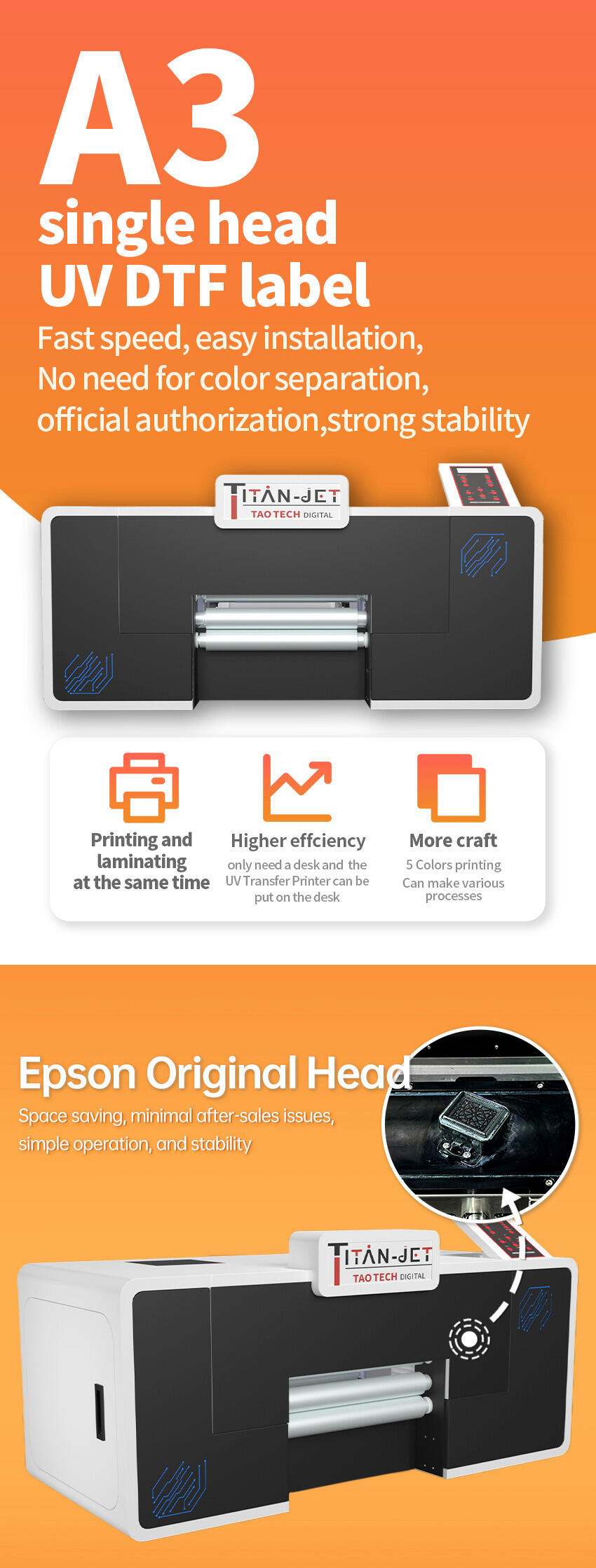 Hot Selling Mini A3 Logo Printing Machine Small Business Metal UV DTF Laminate 3D Printer Condition New details