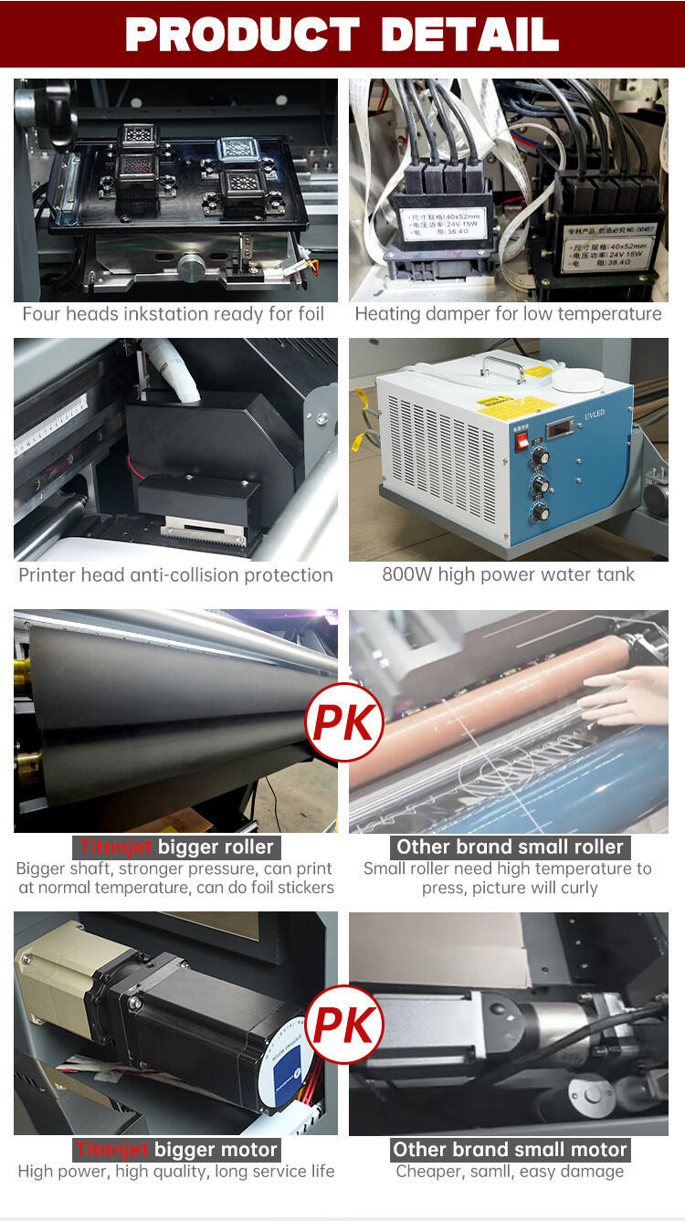 Titanjet New UV DTF With Double Laminating Machine Roll to Roll Golden Silver Cold Stamp Sign Sticker Glossy UV Inkjet Printer factory