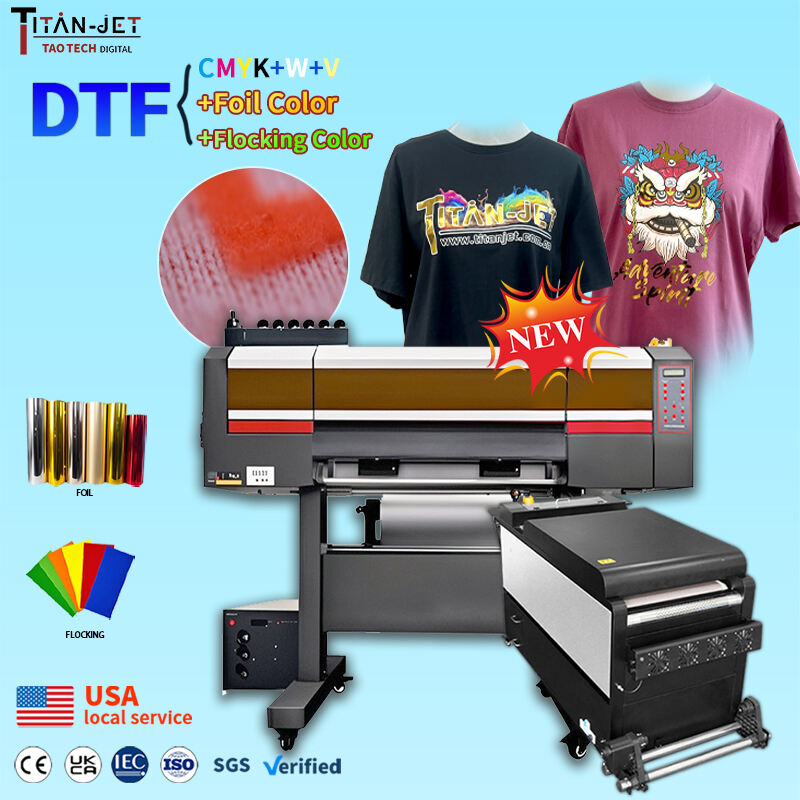 2025 Titanjet DTF Printer 60cm 24inch HYBRID Tech Do FOIL+FLOCKING on T-shirt with Powder Auto- Cycle Shaker Built-in Purifier details
