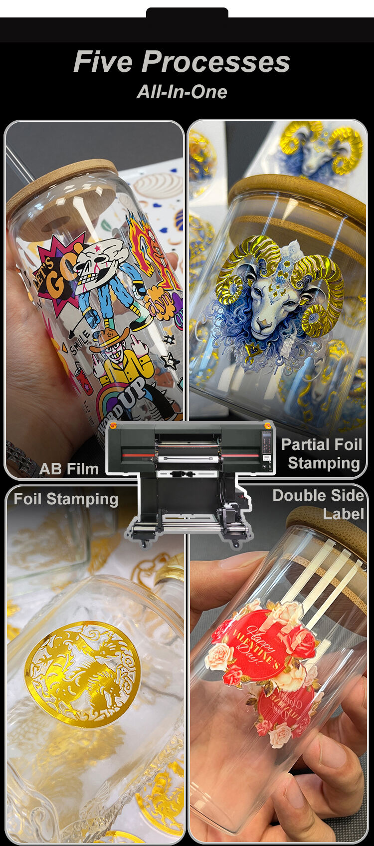 2025 New UV DTF Printer 24 Inch with Foil Golden Stickers Color Labels with Epson Heads I3200 Highest Speed 10㎡/h factory