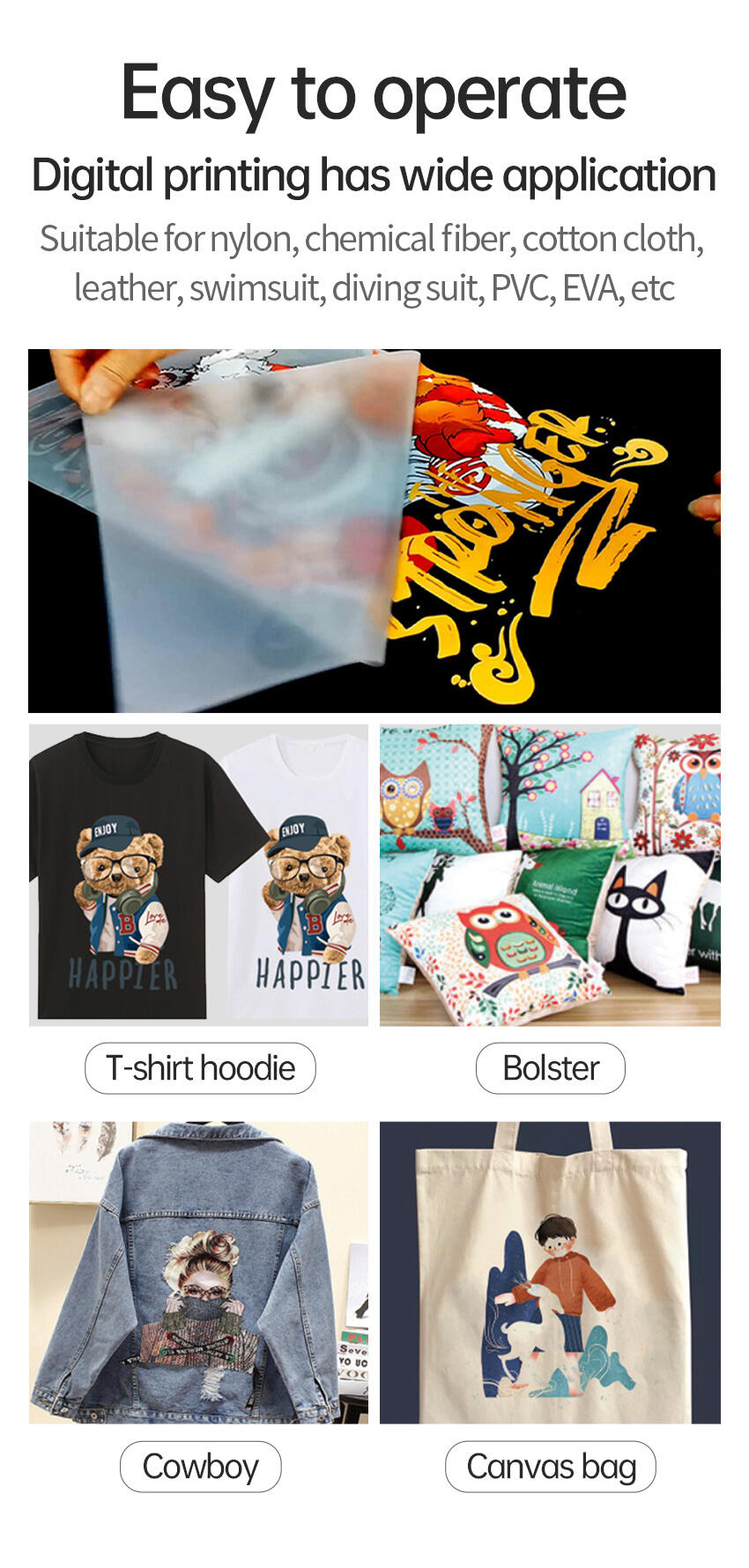 TitanJet Wide Application 2pcs I3200 Heads 60CM DTF Printer T Shirt Machine Printing Pet Film With Auto Powder Shaking factory