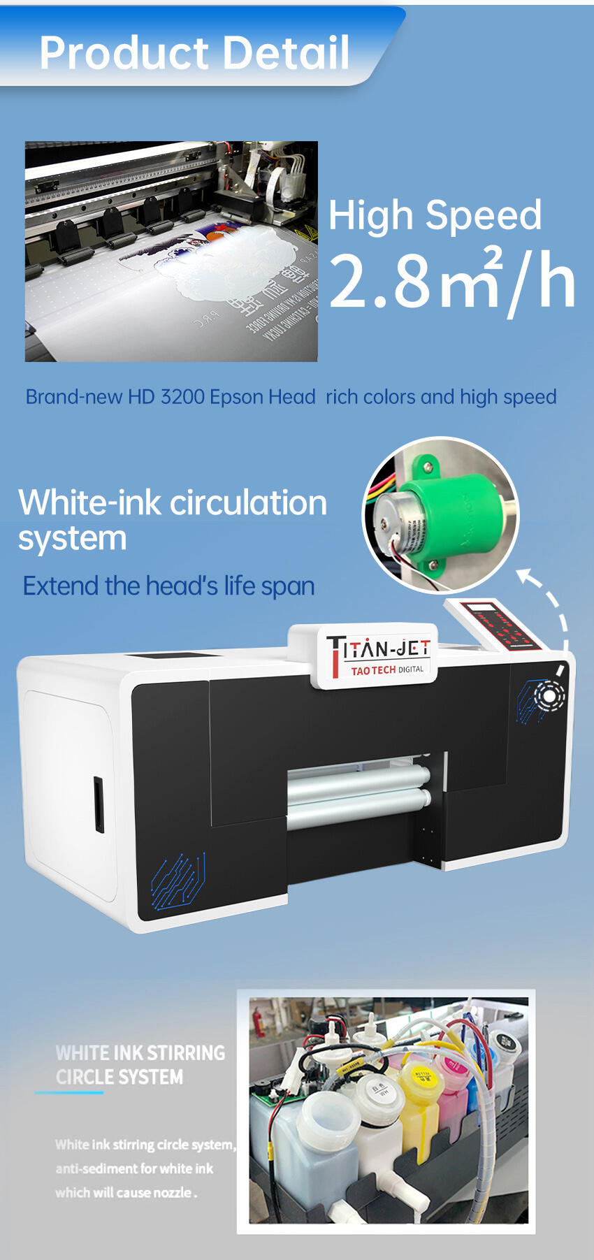 DTF A3 30cm Print Width Roll to Roll DTF Printer Two Xp600 High Speed Printing With Powder Shaking Oven Machine details