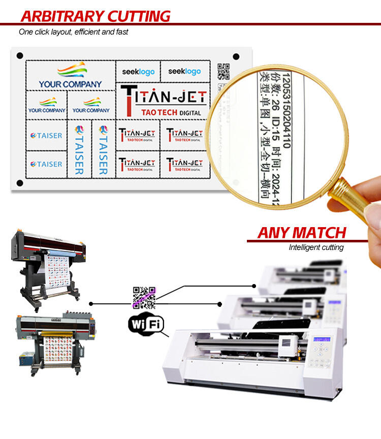 Titanjet New UV DTF With Double Laminating Machine Roll to Roll Golden Silver Cold Stamp Sign Sticker Glossy UV Inkjet Printer details