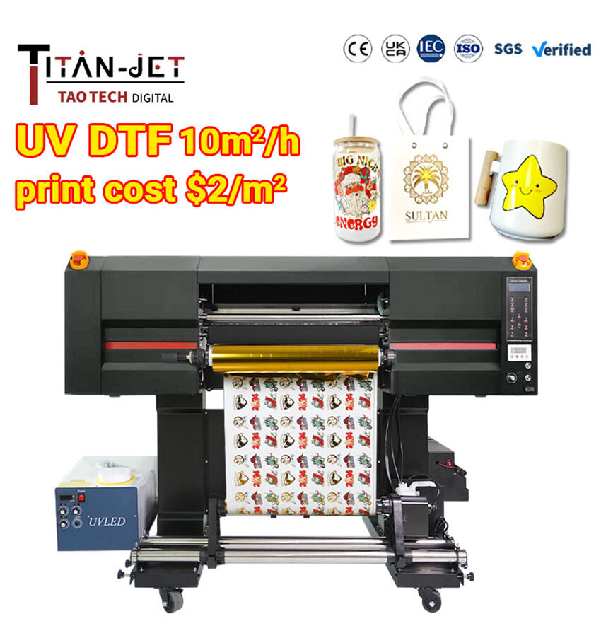 2025 New UV DTF Printer 24 Inch with Foil Golden Stickers Color Labels with Epson Heads I3200 Highest Speed 10㎡/h factory