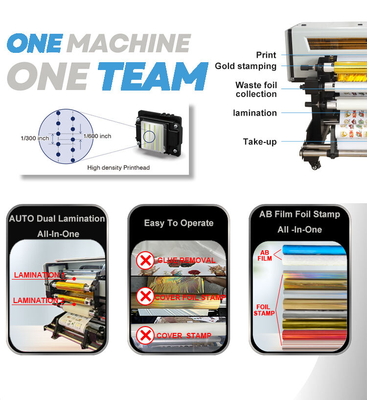 Dtf Uv Printer Roll to Roll A2 Size Auto Laminator Print AB Film Labels Stickers Logos for Any Hard Object Surface details