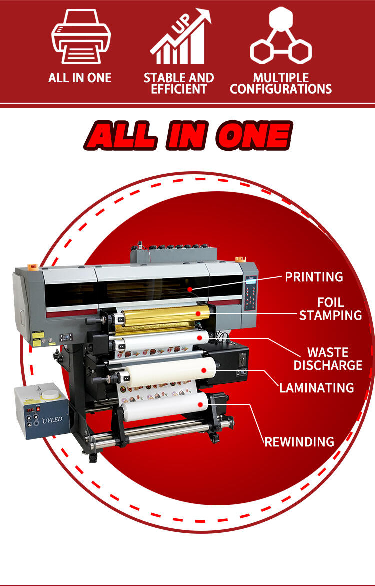 Titanjet New UV DTF With Double Laminating Machine Roll to Roll Golden Silver Cold Stamp Sign Sticker Glossy UV Inkjet Printer supplier
