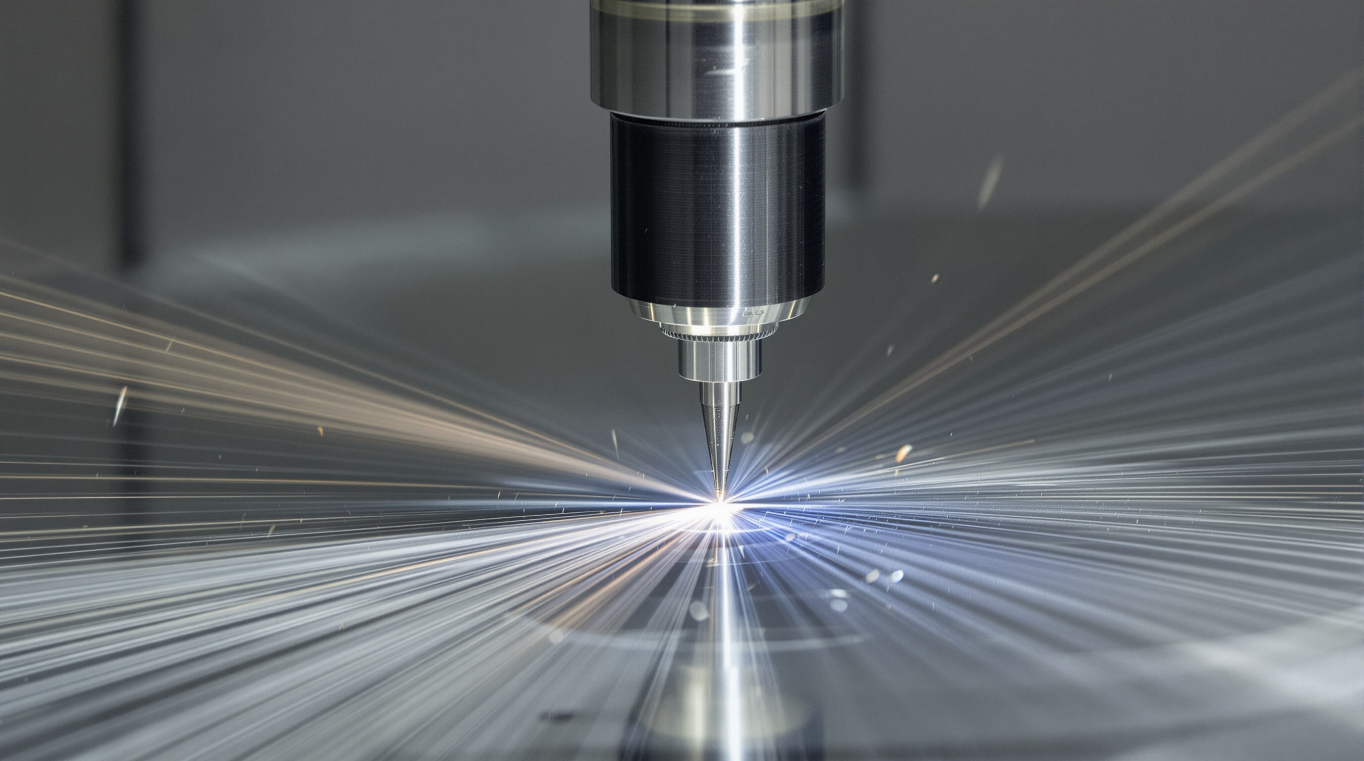 Ultrasonic cutting tool in action machining metal with visible vibrations and minimal heat