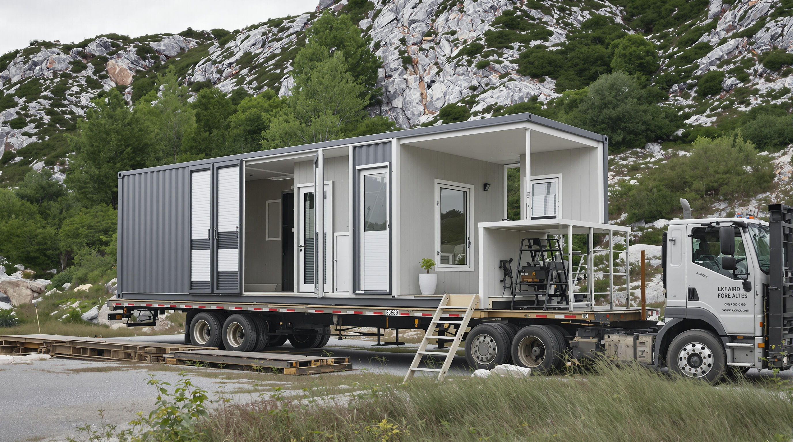 Detachable container house in modular assembly on a forest campsite