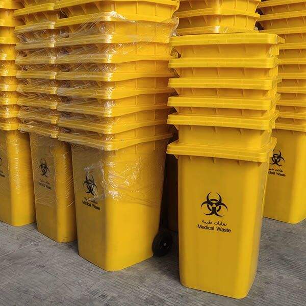 Yellow  waste bins