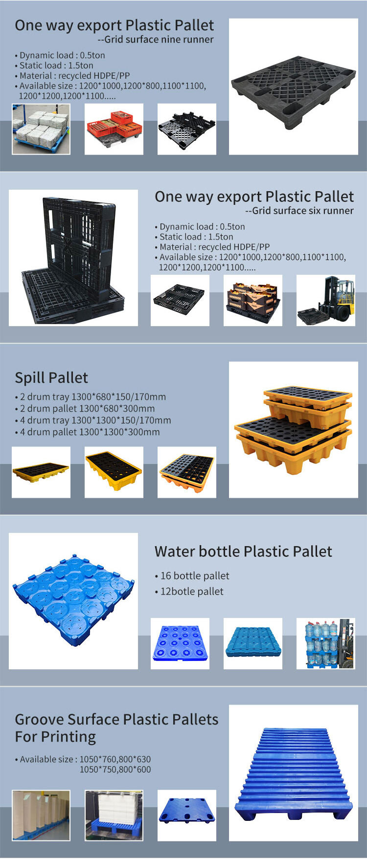 1300x1300mm Heavy Duty Industrial Stackable Plastic Pallet manufacture