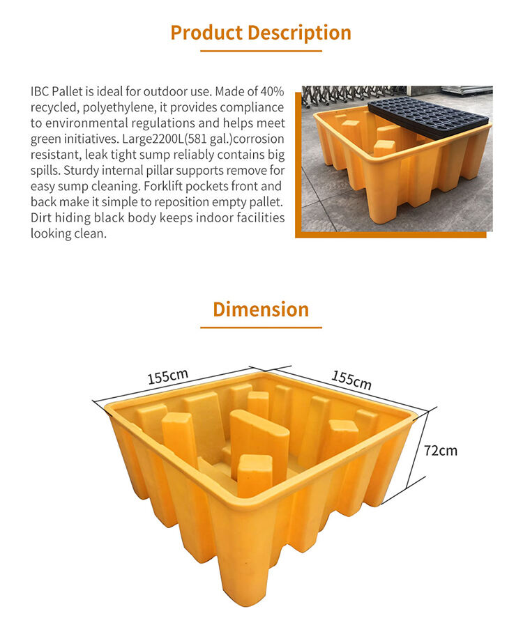 Plastic pallets heavy duty plastic IBC spill container pallets for sale factory