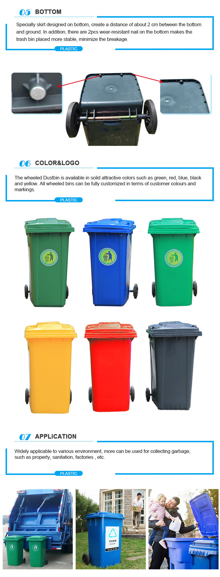 1100 liter Garbage bin with wheels details