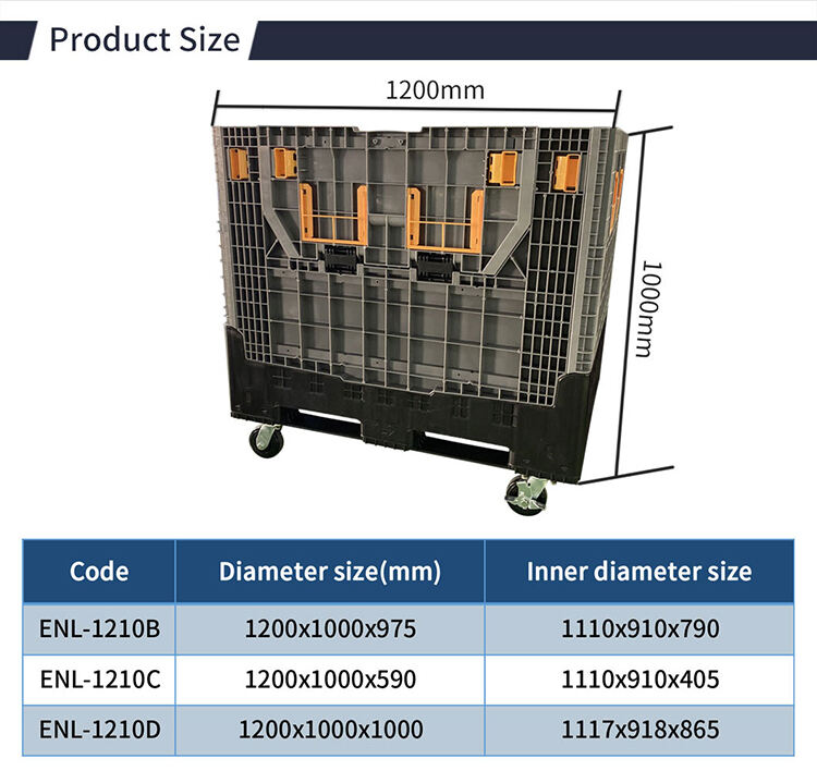 HDPE Stackable folding China used industry pallet container box/plastic pallet boxes for loading details