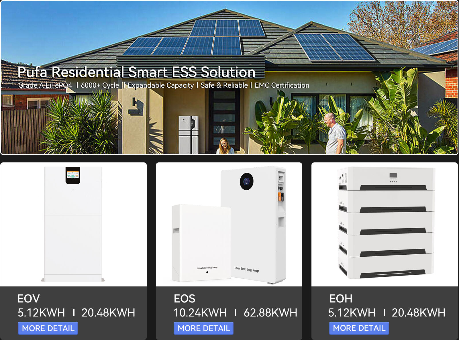 PUFA 51.2v 100ah Solar Lithium Battery Home Energy Storage System 10kwh 20kwh Home Use Solar Power Energy Storage System manufacture