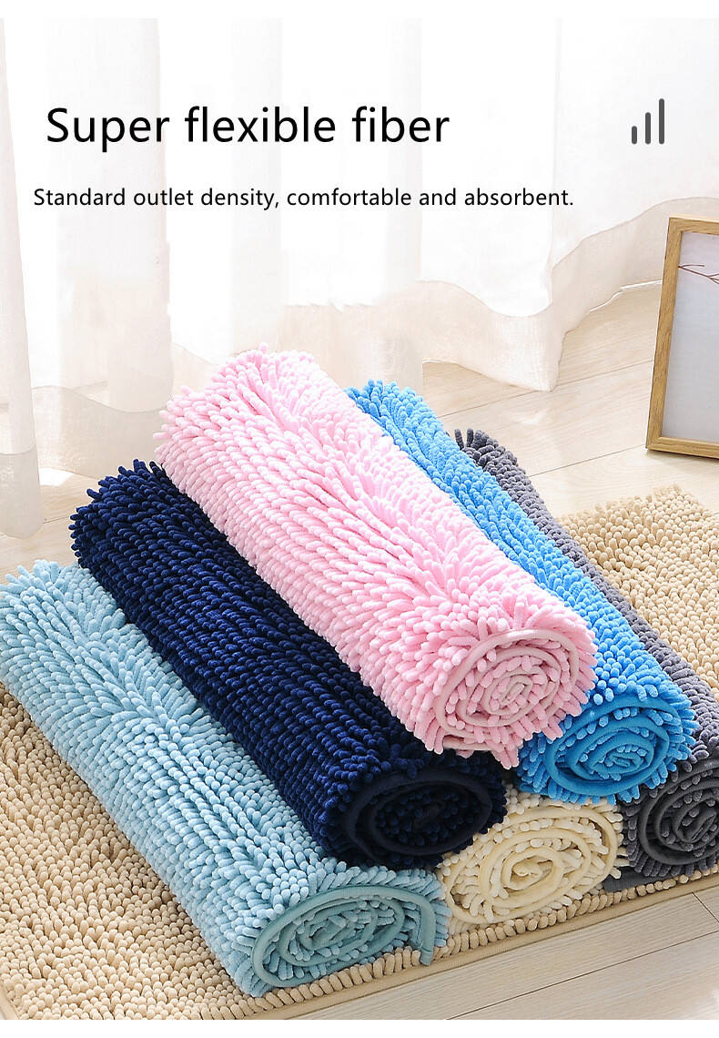 Super Absorbent Customized Color Door Mat Rugs Non Slip Bathroom Living Room Mat Chenille Floor Mat factory