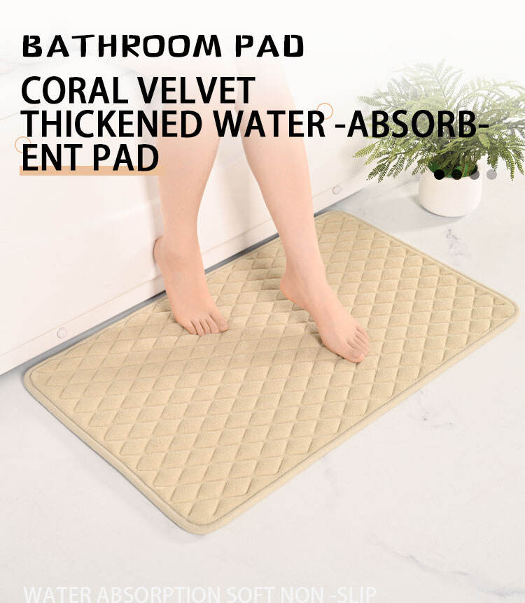 Luxury soft Non Slip Coral Velvet Absorbent Floor rubber bath mat super absorbent memory foam quick drying bath mat details