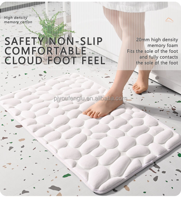 3D printing High frequency quick dry Non slip stereoscopic Cobblestone coral fleece Sandwich hot melt adhesive bottom bath mat factory