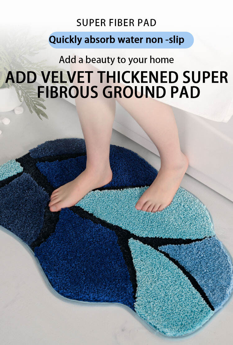 Custom Fluffy Leaf Shape Microfiber Shower Carpet Quick Dry Microfiber Tufted Bath Rug Non Slip Bath Mats manufacture