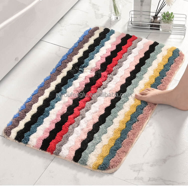 100% polyester mix Rainbow mat TPR bottom door mat kitchen bathroom absorbent microfiber mat wholesale washable non-slip rugs manufacture