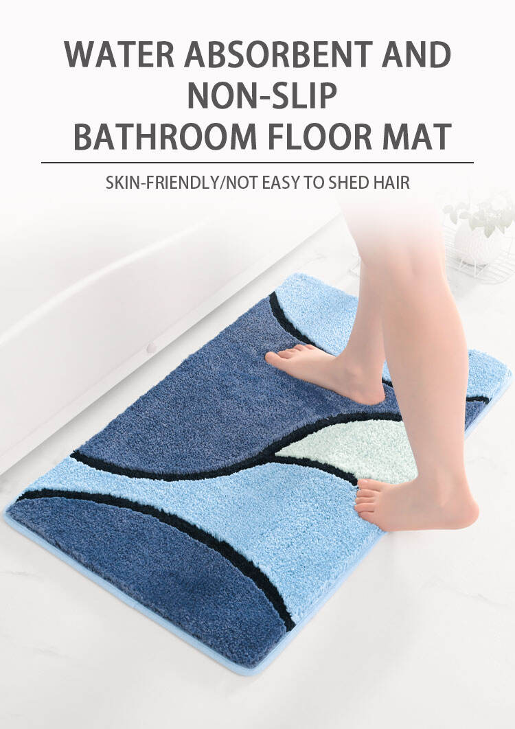 Custom Microfiber Soft Plush Stripe Shower Bathroom Rug Carpet Quick Dry Tufted Microfiber Bath Mats details