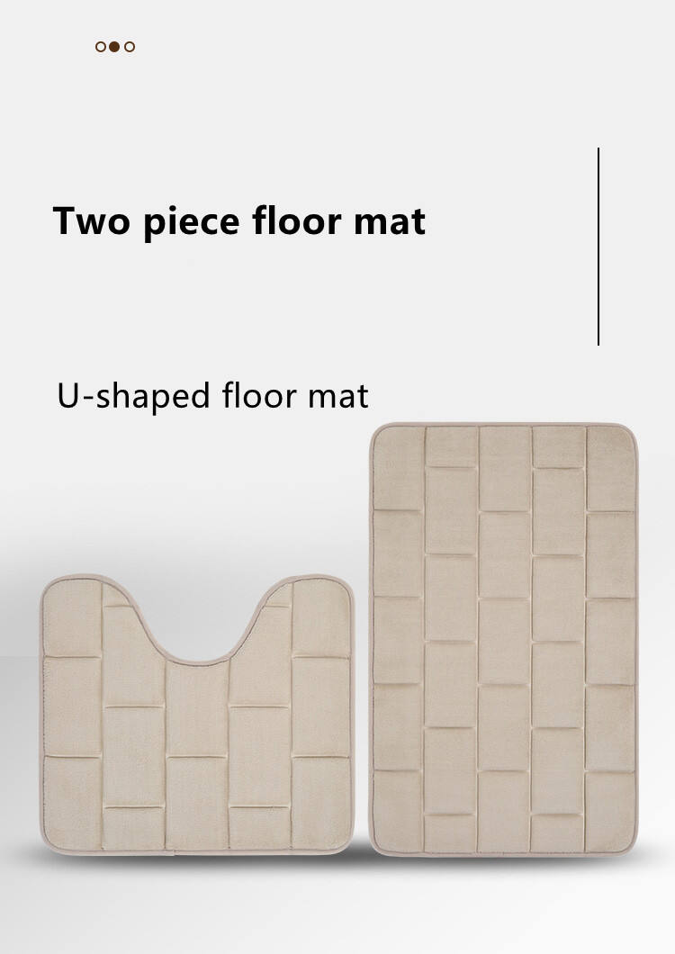 2-Piece 3D Embossed Floor Tile Pattern Memory Foam Bath Mat Set - Ultra Absorbent Non-Slip Bathroom Rugs and Mats, Ideal Bath Mats for Bathroom, Plush Floor Mats for Bedroom and Toilet supplier