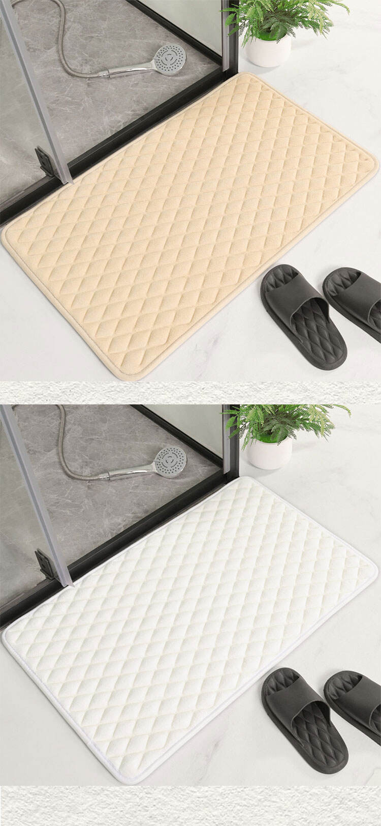 Luxury soft Non Slip Coral Velvet Absorbent Floor rubber bath mat super absorbent memory foam quick drying bath mat factory